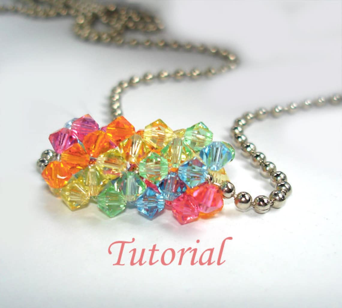 Beading Tutorial Beaded Rainbow Tube Pendant Etsy