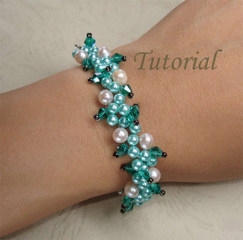 Bead Bracelet Pattern Tutorial Beading Tutorial Beaded Tropical Forest Vine Bracelet Pattern Beading Pattern Beaded Pearl Jewelry Making image 2