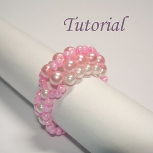 Beading Tutorial Beaded Pinky Curl Ring Pattern Beaded Ring Tutorial Pearl Ring With Seed Beads Pattern Simple Ring Tutorial Pattern image 2