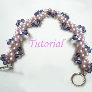 Beading Tutorial Beaded Pearly Twine Bracelet Tutorial Beaded Bracelet Pattern Bracelet Beading Pattern How to make Bead Bracelet Crystal image 1