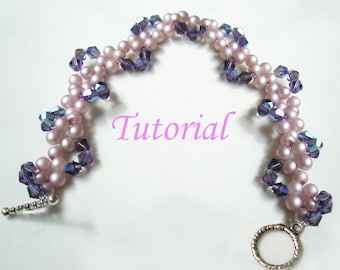 Beading Tutorial - Beaded Pearly Twine Bracelet Tutorial Beaded Bracelet Pattern Bracelet Beading Pattern How to make Bead Bracelet Crystal