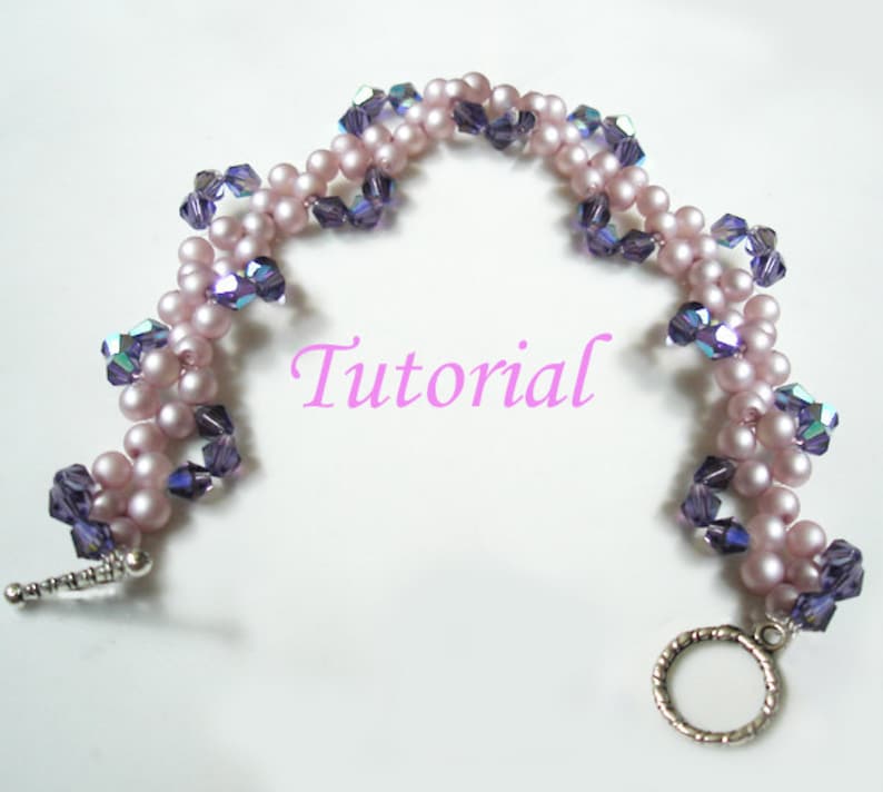 Beading Tutorial Beaded Pearly Twine Bracelet Tutorial Beaded Bracelet Pattern Bracelet Beading Pattern How to make Bead Bracelet Crystal image 1