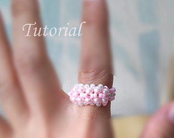 Beading Tutorial - Beaded Pinky Curl Ring Pattern Beaded Ring Tutorial Pearl Ring With Seed Beads Pattern Simple Ring Tutorial Pattern