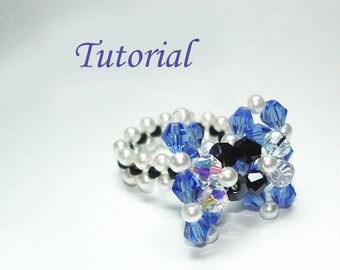 Beading Tutorial - Beaded Polka Dots Ribbon Bow Ring Pattern