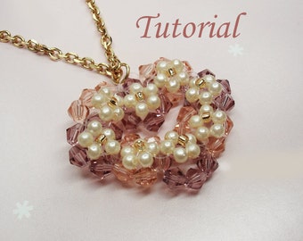 Beading Tutorial - Beaded SweetHeart Garland Pendant How To Make Beaded Heart Pendant Pattern Flower Heart Love Beadweaving Pattern