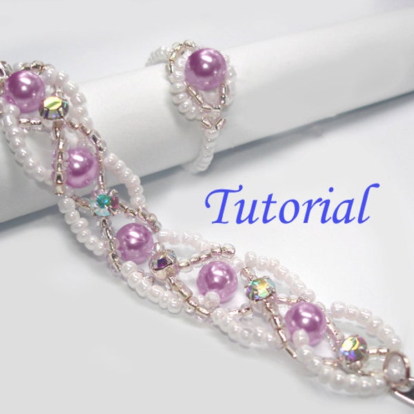 Beading Tutorial - Beaded Infinity Entwined Bracelet and Ring Set Patterns