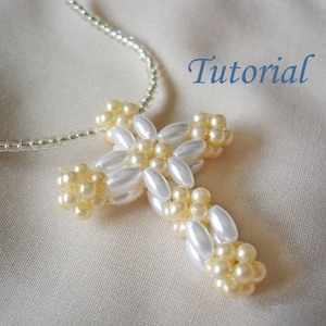 Beaded Cross Beading Tutorial Beaded Christian Cross Pendant Pattern Religious Pendant Beading Faith Amulet Christianity Charm image 1