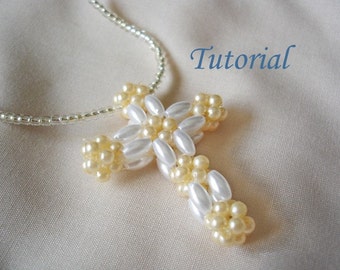 Beaded Cross Beading Tutorial - Beaded Christian Cross Pendant Pattern Religious Pendant Beading Faith Amulet Christianity Charm