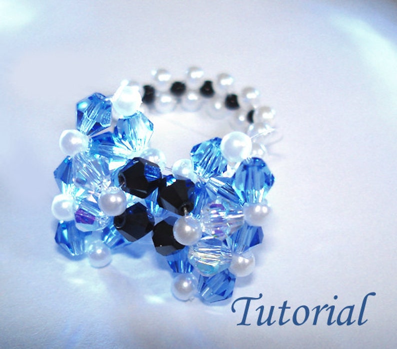 Beading Tutorial Beaded Polka Dots Ribbon Bow Ring Pattern image 4