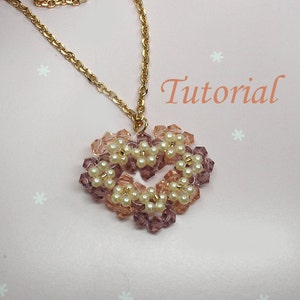 Beading Tutorial Beaded SweetHeart Garland Pendant How To Make Beaded Heart Pendant Pattern Flower Heart Love Beadweaving Pattern image 2