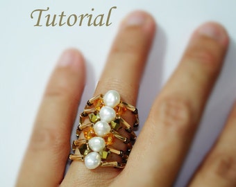 Beading Tutorial - Beaded Five Band Clasp Ring