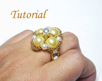 Ring Beading Tutorial - Beaded Royal Ring Tutorial Pattern Beaded Ring Pattern Pdf Download Instructions Handmade Ring How to Make Ring