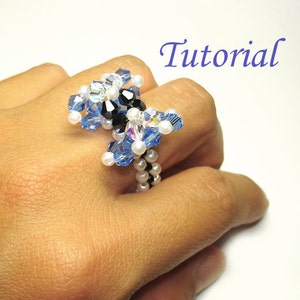 Beading Tutorial Beaded Polka Dots Ribbon Bow Ring Pattern image 2