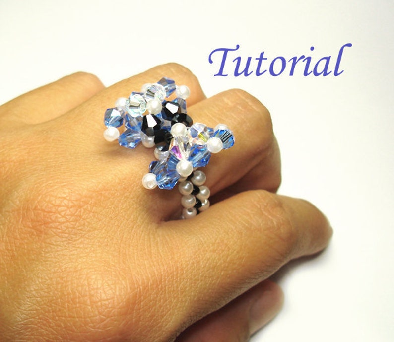 Beading Tutorial Beaded Polka Dots Ribbon Bow Ring Pattern image 2