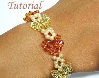 Beading Tutorial - Beaded Crystal Heart to Heart Bracelet Pattern