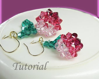 Earrings Pattern Beading Tutorial - Beaded Cherries Earrings Tutorial Beaded Earrings Tutorial Pattern,Round Earrings,Easy Handmade Earrings