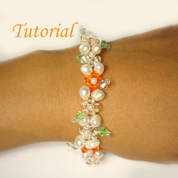 Beading Tutorial - Beaded Joy Of Spring Bracelet Pattern, Freshwater Pearl Bracelet Tutorial, Beaded Jewelry Pattern