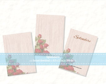 Printable Jewelry Cards Tags, DIY Jewelry Cards, Rose Earrings Necklace Card, Digital Instant Download