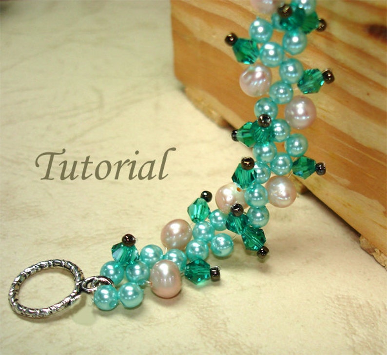 Bead Bracelet Pattern Tutorial Beading Tutorial Beaded Tropical Forest Vine Bracelet Pattern Beading Pattern Beaded Pearl Jewelry Making image 3