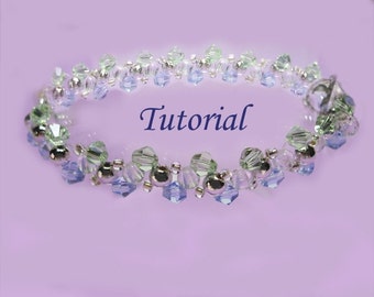 Beading Tutorial - Beaded Ocean Waves Bracelet Pattern, Bicone Tutorial, Beaded Bracelet Tutorial