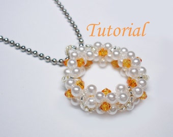 Beading Tutorial - Beaded Bubbly O-range Pendant Pattern Beading Instructions Pendant Tutorial Beaded Pendant Pattern Crystal Pendant Round