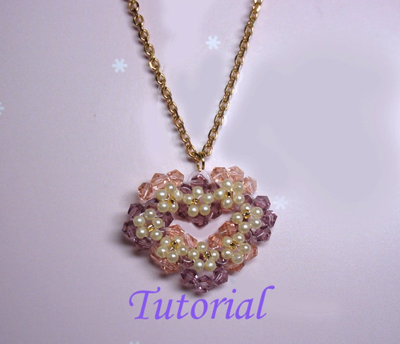 Beading Tutorial Beaded SweetHeart Garland Pendant How To Make Beaded Heart Pendant Pattern Flower Heart Love Beadweaving Pattern image 3