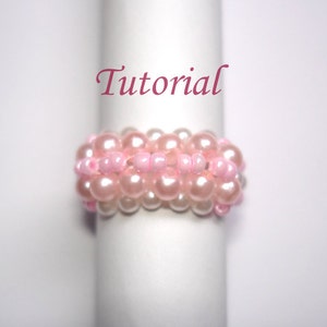Beading Tutorial Beaded Pinky Curl Ring Pattern Beaded Ring Tutorial Pearl Ring With Seed Beads Pattern Simple Ring Tutorial Pattern image 4