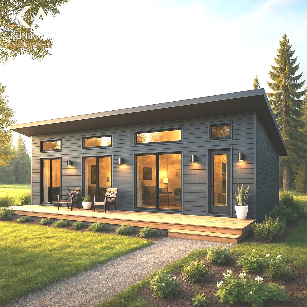 18x48 Ft, 864 Sq Ft Cabin Plan – 2 Bedroom Lean-to House With Shed Roof ...