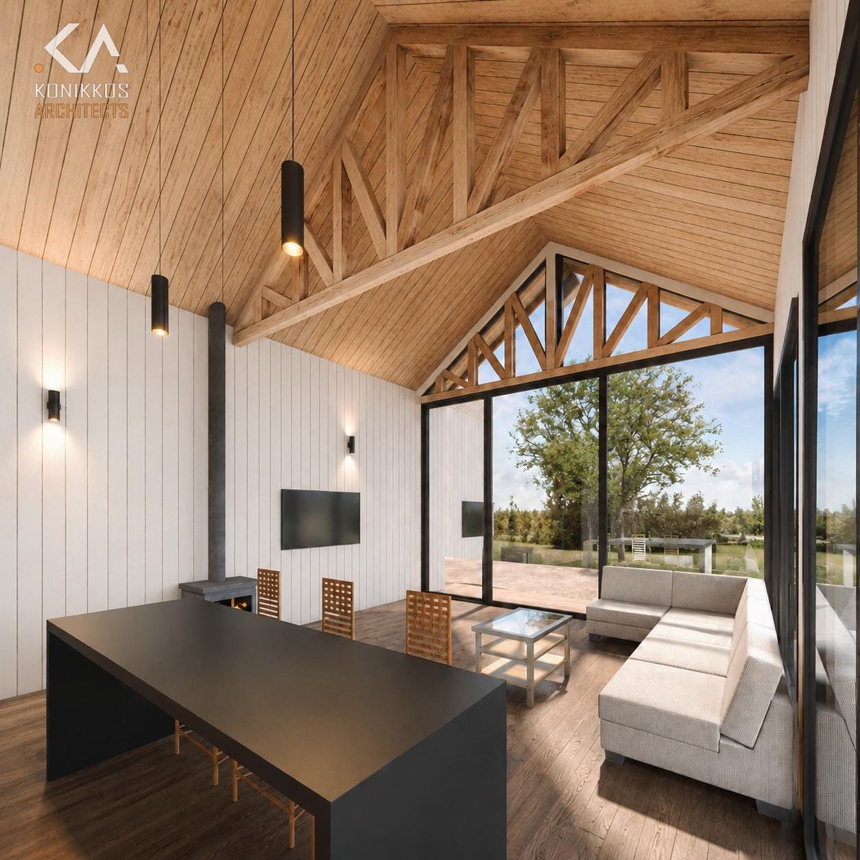 18x48 Ft Modern Barn House, 2 Bedroom Shed Roof Cabin, 893 Sq Ft, Full ...