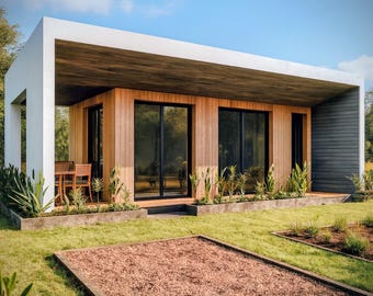 Tiny 1 Bedroom Cabin Plan – 550 Sq Ft + Front Porch, 20x30 Layout, Wood Frame Small House Design, Instant PDF + DWG Download