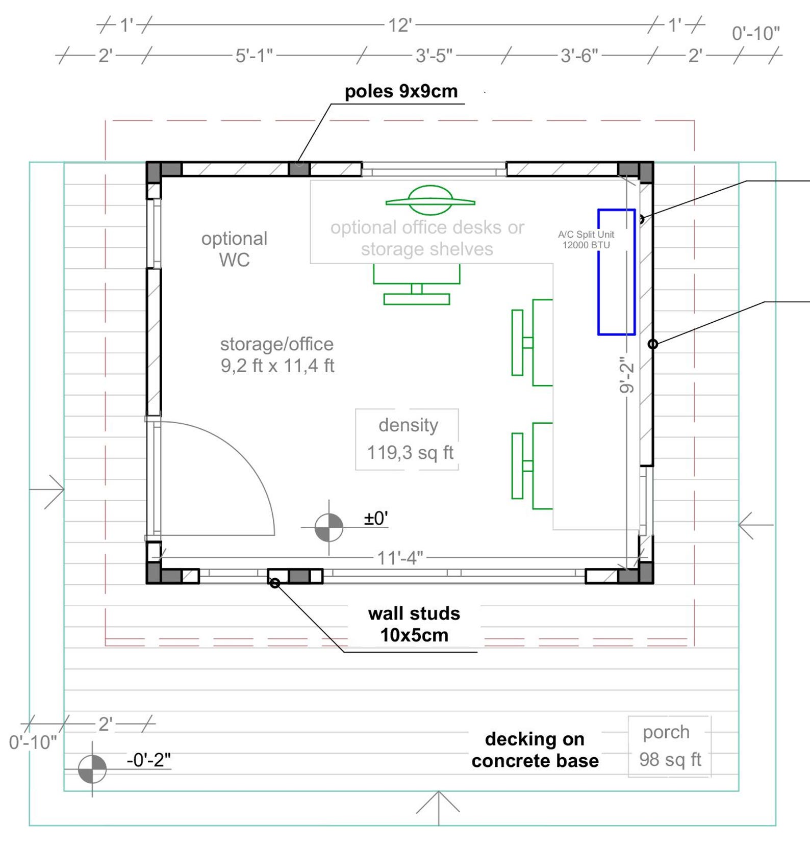 120 Sq Ft - 10x12 Ft Storage Shed - Backyard Office, Modern Lean-to ...