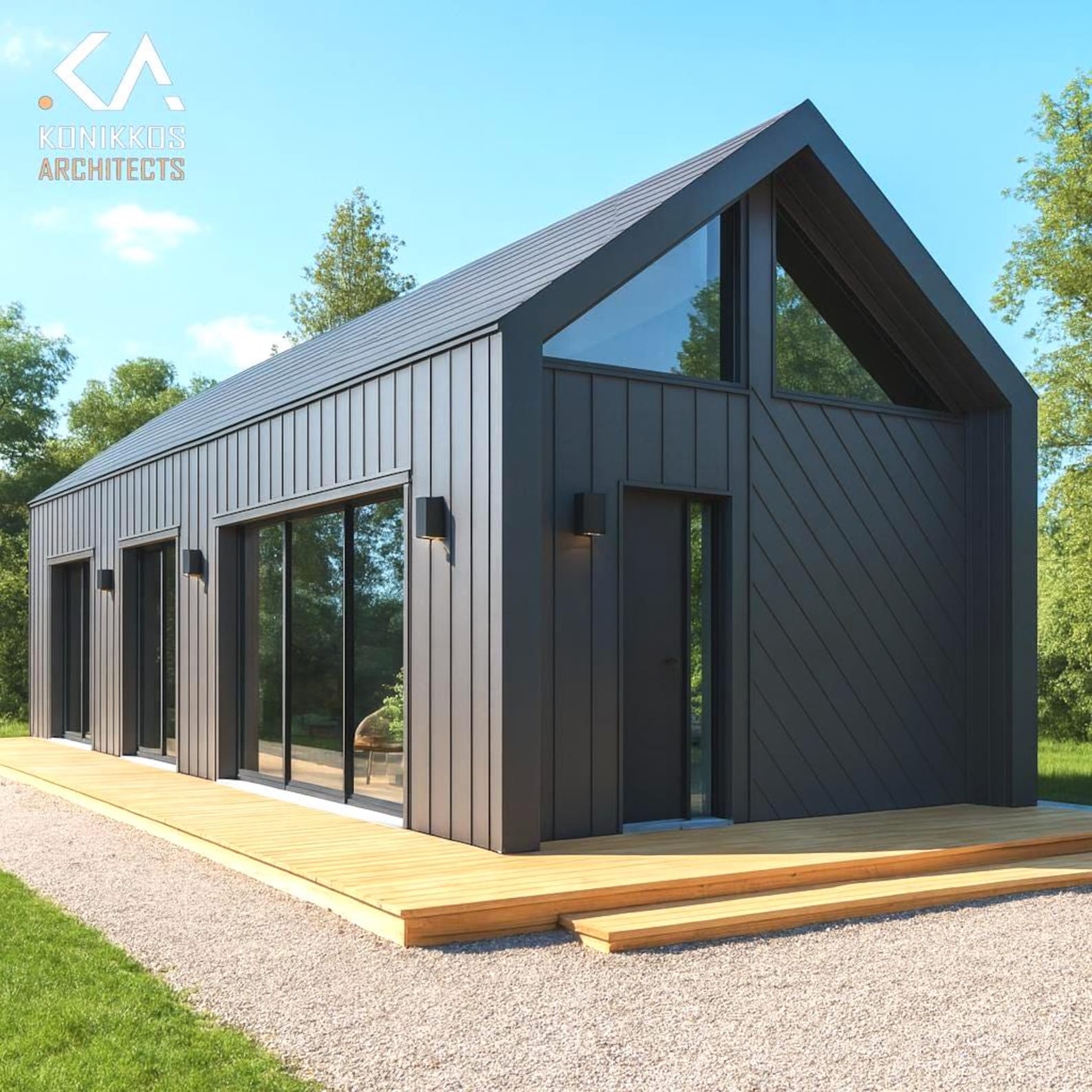 864 Sq Ft - 18x48 Ft - 2 Bedroom - Modern Barn Style Cabin Plan, Gable ...
