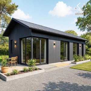 素朴な2ベッドルーム住宅プラン – 18 x 48フィート、850平方フィート+ポーチ、ファームハウスADU、PDFフロアプラン+DWG、即時ダウンロード