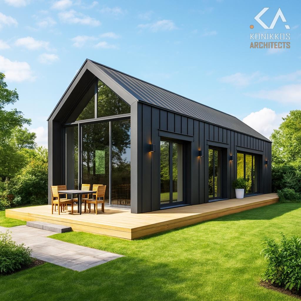 864 Sq Ft - 18x48 Ft - 2 Bedroom - Modern Barn Style Cabin Plan, Gable ...