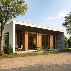 Tiny 1 Bedroom Cabin Plan – 550 Sq Ft + Front Porch, 18x32ft Layout, Wood Frame Small House Design, Instant PDF + DWG Download