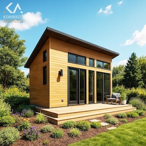 10x20 Tiny Office Shed Plan-Modern Garden Office 200 Sq Ft, Bath + Kitchen, Plans instant Access, Small Cabin Home Design, Lean-to Design