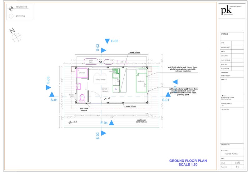 Plano de mini cabaña tipo estudio, 20 x 10 pies - 200 pies cuadrados ...