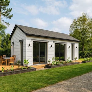 Simple White 1 Bedroom Cabin Plan – 550 Sq Ft + Porch, Gable 18x32ft House Layout, Wood Frame Structure, PDF + DWG Floor Plan File