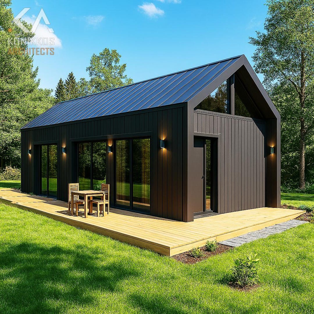Modern 2 Bedroom Barn Cabin Plan – 18x48 Ft, 800 Sq Ft, Porch, Wood ...