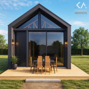 864 Sq Ft - 18x48 Ft - 2 Bedroom - Modern Barn Style Cabin Plan, Gable ...