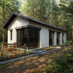 Cottage Style 2 Bedroom Home Plan – 800 Sq Ft, 18x48ft (20x50 Ft Custom), Wood Frame Floor Plan PDF + DWG, Small House Blueprint