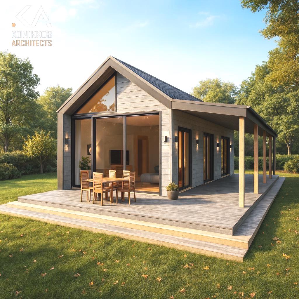 2 Bedroom Cabin Plans, 18x48 Ft - 864 Sq Ft + Covered Porch, Gable Roof ...
