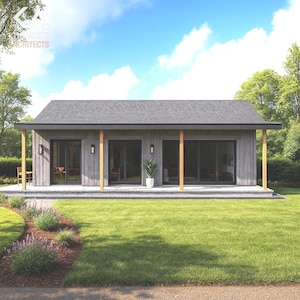 2 Bedroom Cabin Plans, 18x48 Ft - 864 Sq Ft + Covered Porch, Gable Roof ...
