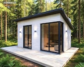 10x20 ADU Studio | 200 sq ft - Tiny House Cabin Plan | Backyard Guest House Flat Roof - PDF Architectural Plans & DWG + Basic Materials List