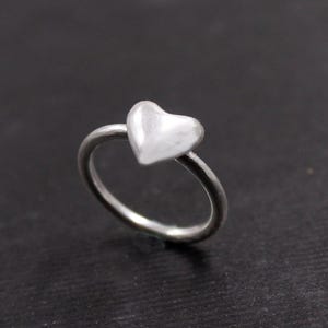 Sterling Silver Heart Ring– Minimalist Shiny Silver Band | Dainty Love Ring | Heart Jewelry Gift for Her | Stacking Ring | Promise Ring