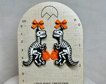 Dino Skeleton Halloween Earrings
