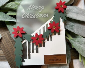 Staircase Ornament with Poinsettia Garland