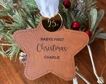 Baby's First Christmas Star - Leatherette