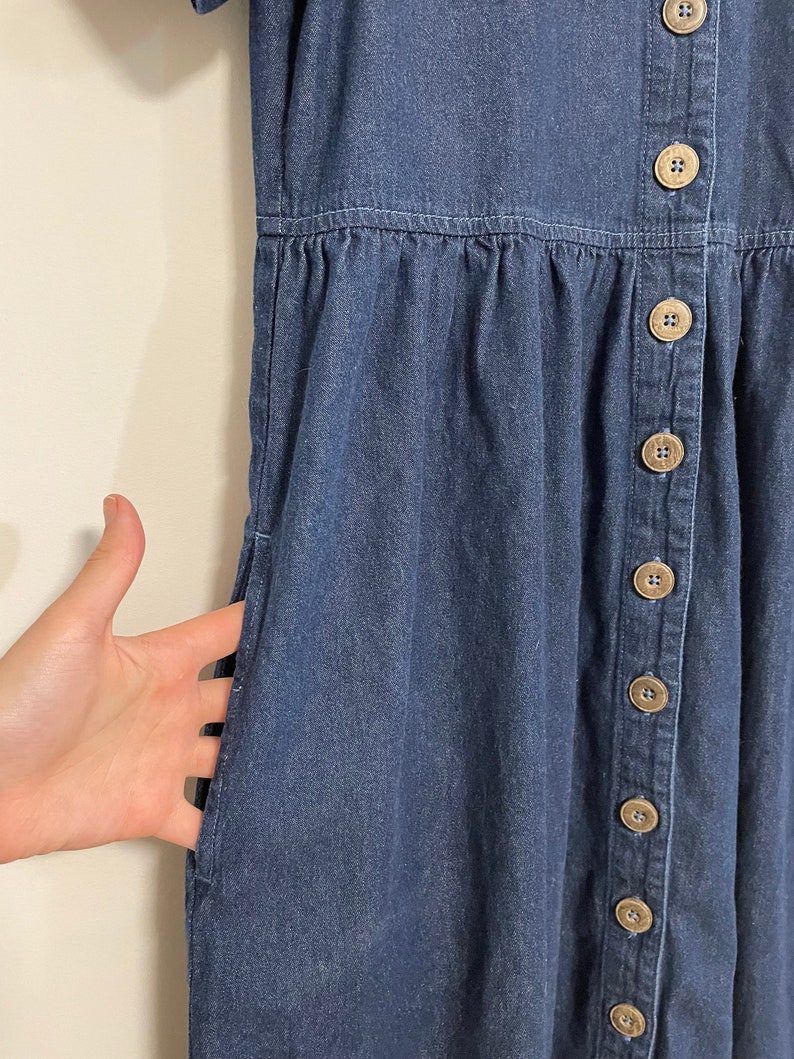 Short Sleeve Denim Button up Dress With Pockets Etsy