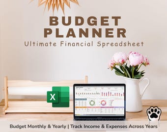 Excel Budget Planner: Monthly & Yearly Budget Tracker | Personal Financial Tool | Spreadsheet Template for Earnings and Spending Management